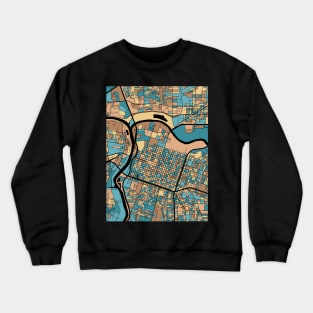 Sacramento Map Pattern in Mid Century Pastel Crewneck Sweatshirt